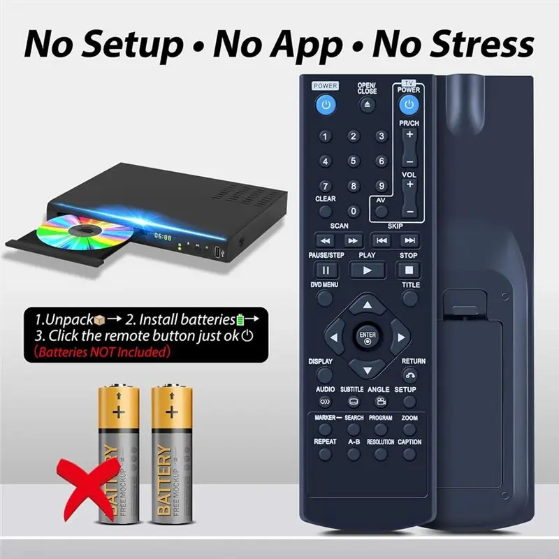COV33662806 Remote Control For DVD Players- Replacement Model For DP132H DP132HE DVX691KH DV276-E2M DVX640H DVX690H DVX642H