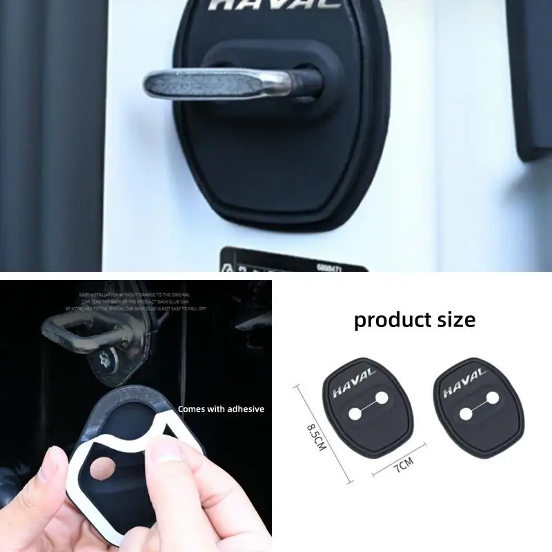 4Pcs Door‑Latch Sound‑Dampening Anti‑Rust Protective Covers For Haval H6 Jolion Dargo H9 Reduce Closing Noise Interior Mod Parts
