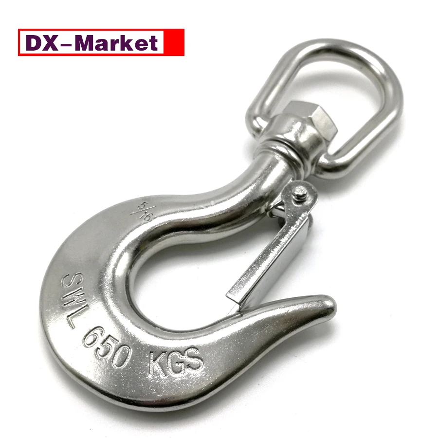 Swivel Eye Snap Hook 0.15T 0.35T 0.65T 1T 1.5T ,304 Stainless Steel Cargo Hook With Latch ,J024