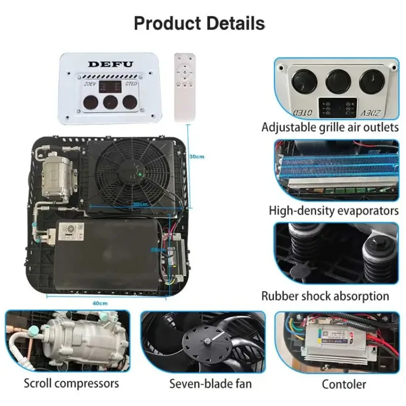 الكل في واحد على السطح بطارية السيارة الكهربائية السيارات شاحنة تكييف الهواء 12 فولت مكيف الهواء لشاحنة سيارة Motohome #4