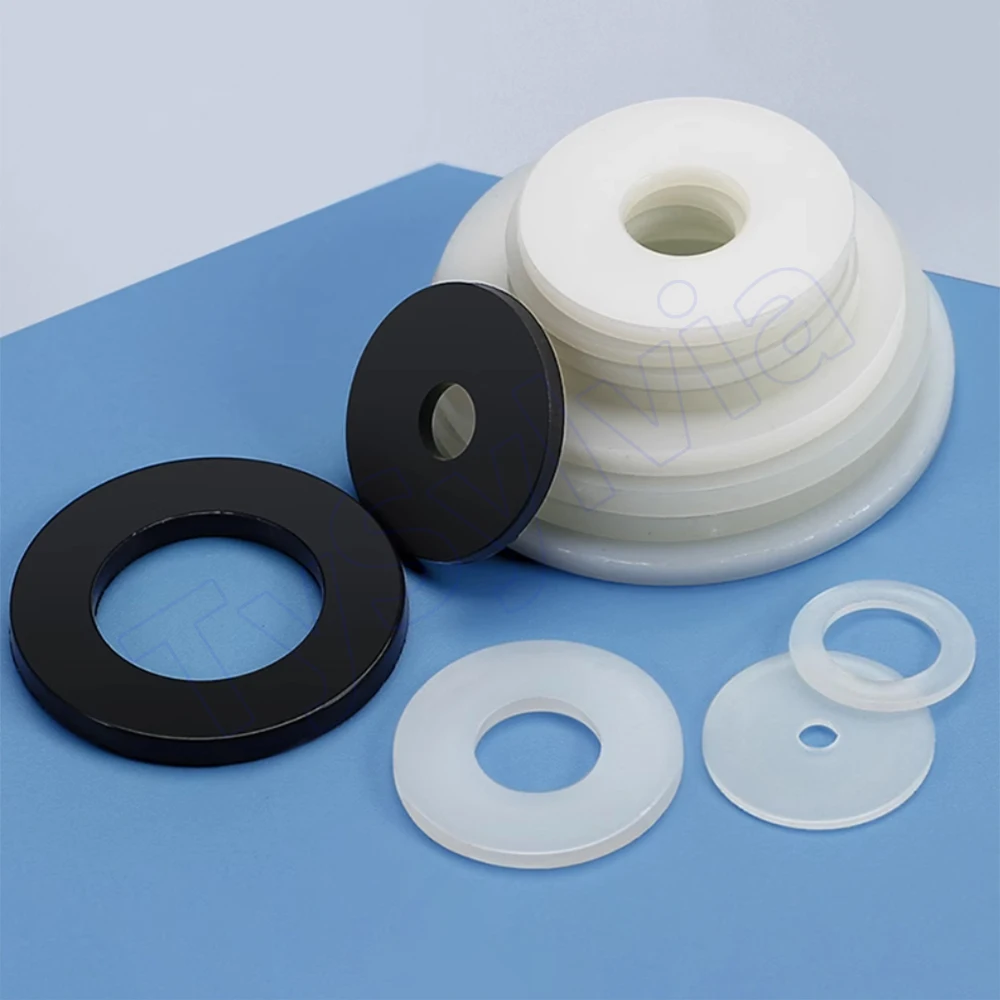 White Black Plastic Nylon Flat Washer Inner Dia 2 2.5 3 4mm Plane Spacer Insulation Gasket Ring Thickness 0.5 0.8 1 2mm