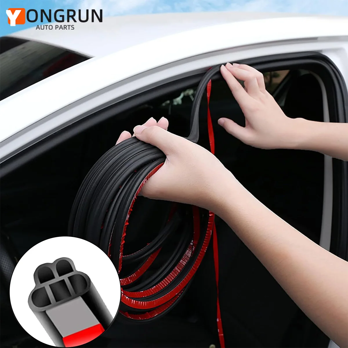 Automotive Rubber D-Shaped Door Sealing Strip Universal Sound Insulation Sealing Windproof Strip, Used For Doors And Trunk Lid