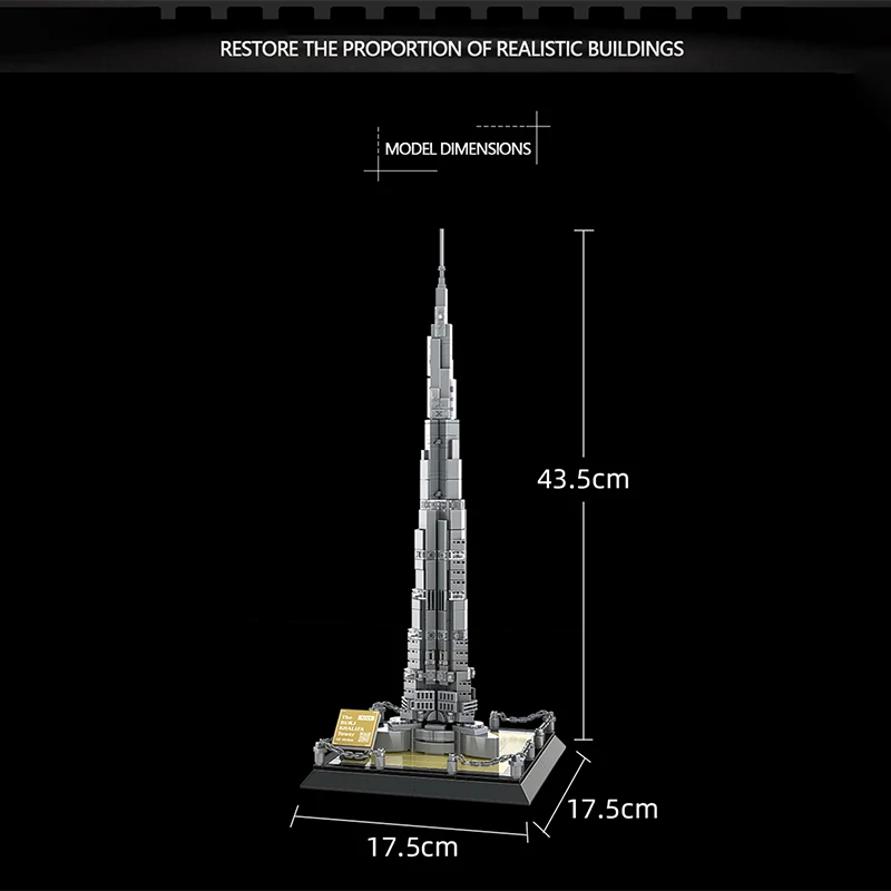 580Pcs Bricks World Architeture Designer 1/20 Burj Khalifa Tower Model Building Blocks/Education Toy For Kids Adult Boy Gifts