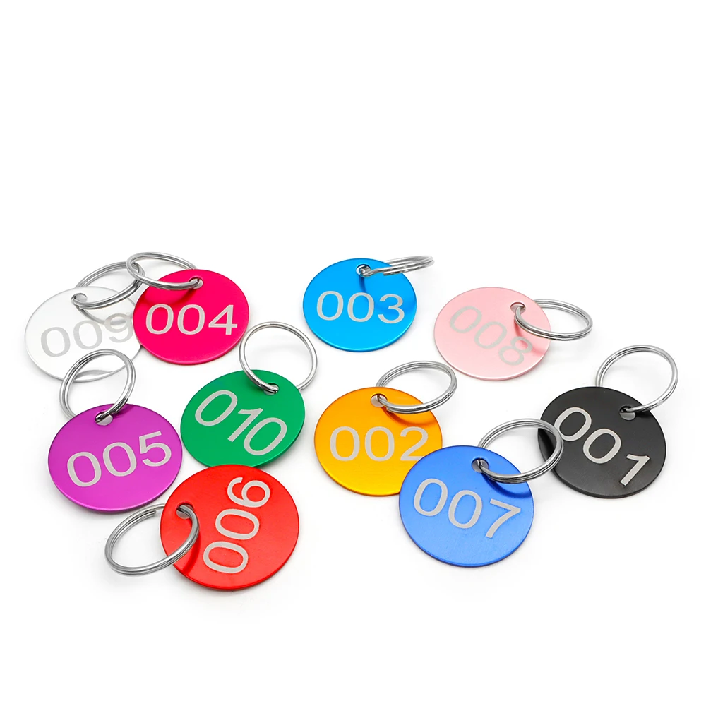 Number 001-200 Round Tags Aluminum Plates With KeyRing Sign For Key Item Mark Tags Club ID Card Series Tags KeyChain