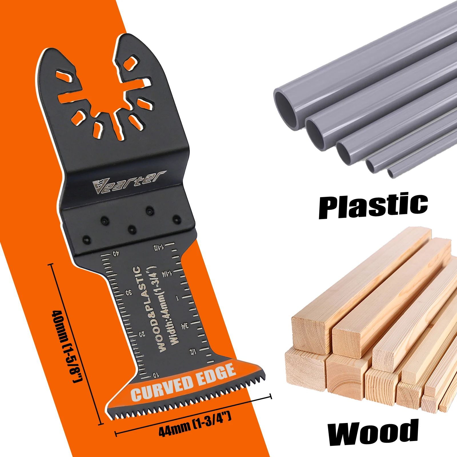 3/10PCS Vearter 44mm Curved Edge Oscillating Multi Tool Blades, HCS Cutting Saw Blades Suitable For Wood And Plastic Materials