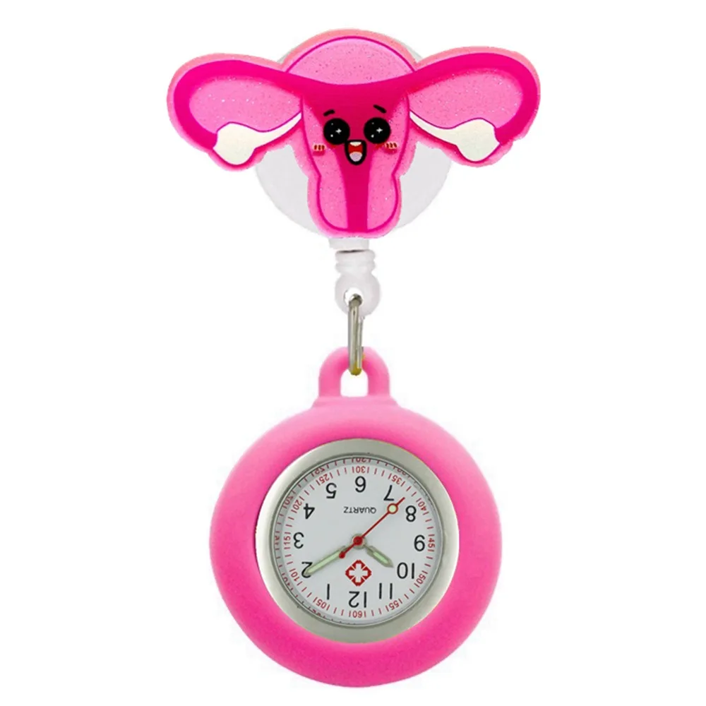 Retractable Retractable Pocket Watch Multi-functional Silicone Nurse Watch Cartoon Glitter Clip-On Clip-On Pocket Watch Students