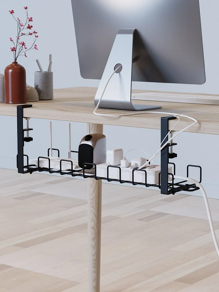 Stainless Steel Under Desk Cable Management Tray No Drill Cord Power Strip Organizer Multiple Sizes Home Office Desks