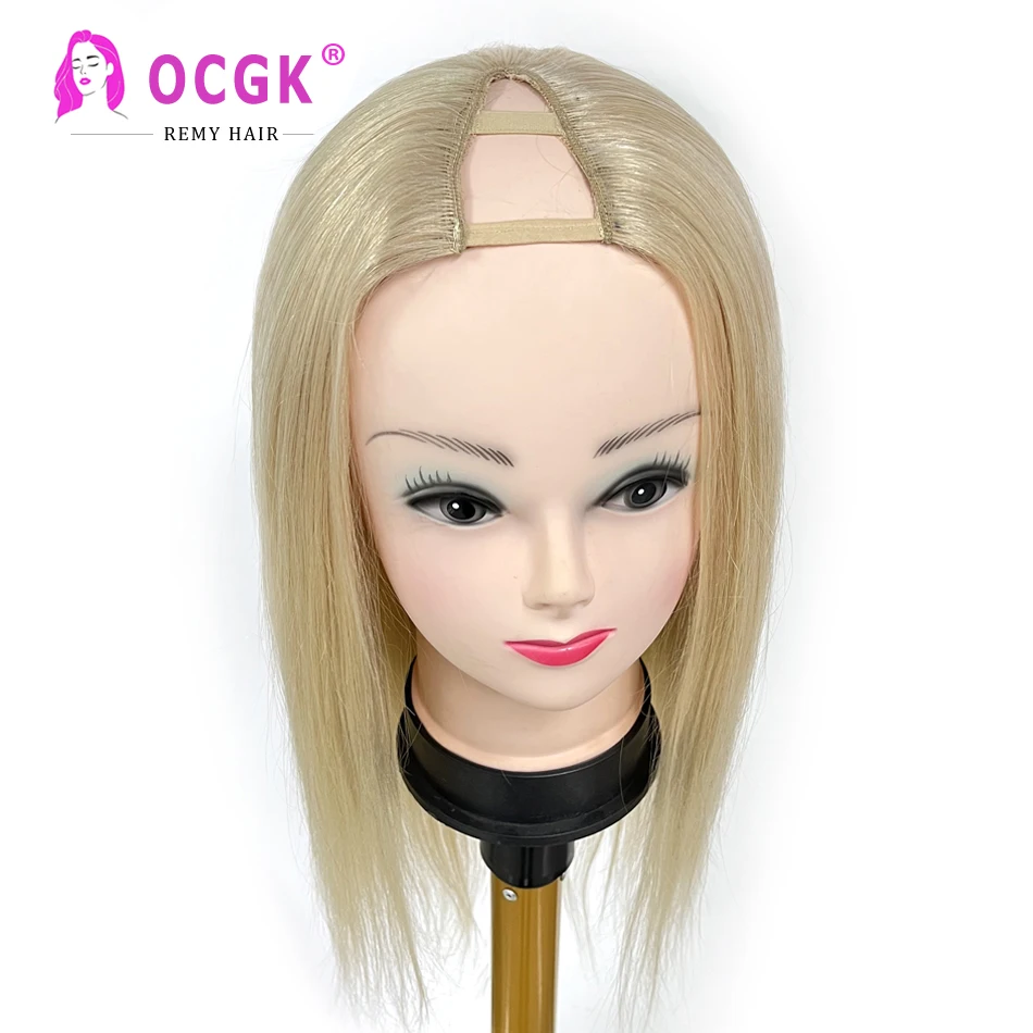 V Part Human Hair Wig Straight 613 Blonde V Shape Wig Human Hair With Clips Breathable Real Hair Wig For Woman 14-28inch