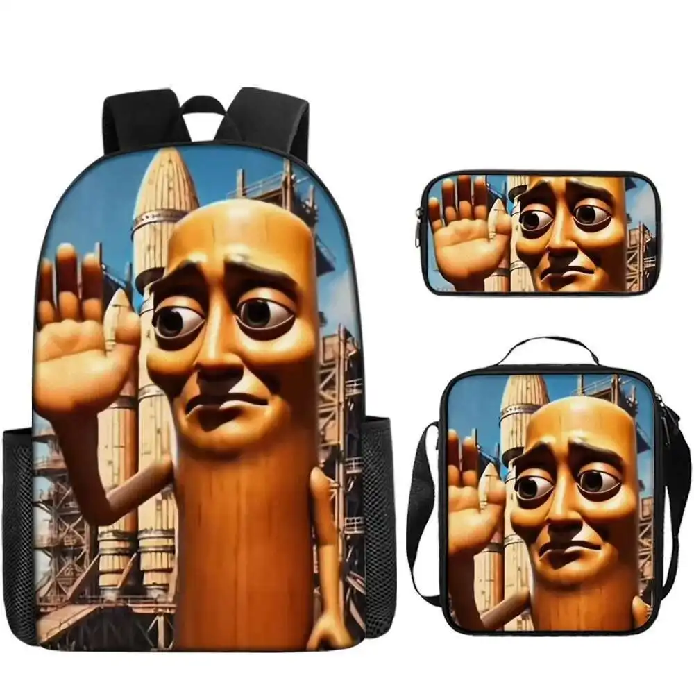 

3pcs Set Tralalero Tralala Cartoon Backpacks Tung Tung Sahur 3D Print Large Capacity Children Back To School Bag Pen Bag Gifts