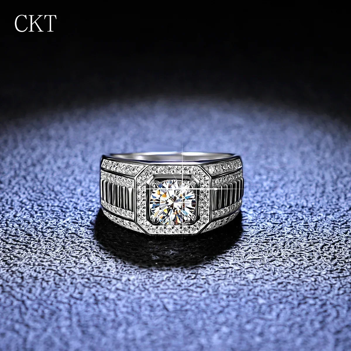 Men's Luxury Eternal 18K White Gold Rings With Credentials GRA Round Luxury 1 Carat VVS D Color Diamond Moissanite Wedding Rings