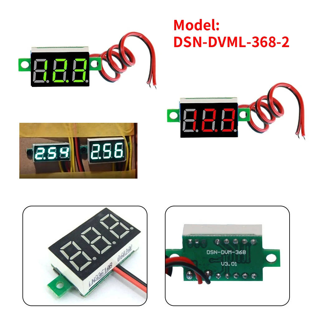 0.36 Inch LED Digital 2-Line DC Voltage Table DC4.5-30V Voltmeter LED Display Small Digital Gauge Voltage Meter Voltmeter
