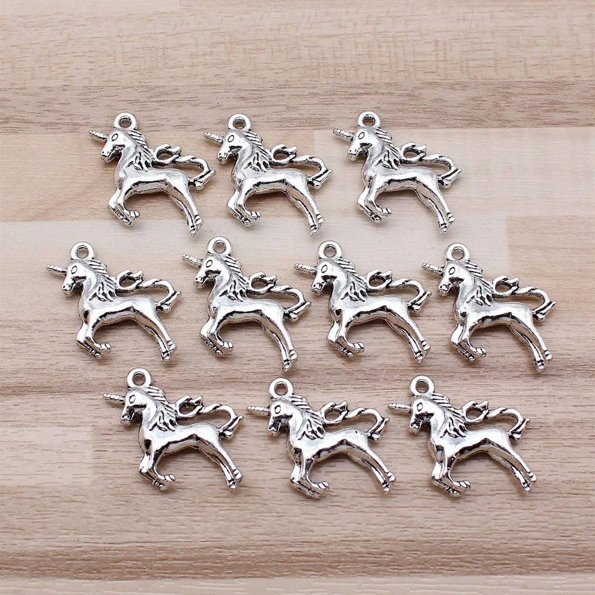 IFOCUS 10pcs/Lot Lucky Horn Horse Charms For DIY Jewelry Making Zinc Alloy 24x21mm/0.94x0.83inch