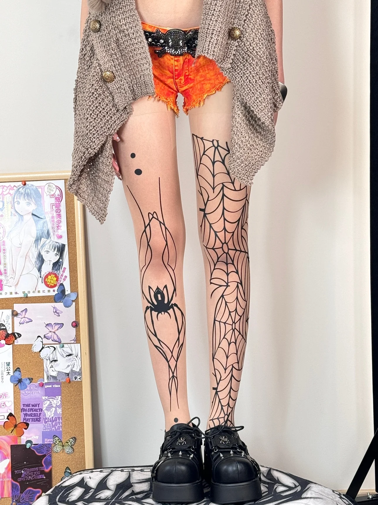 Pantyhose Women's Black Personality Irregular Pattern Erosion Cobweb Stockings Clothing Wear Accessories Four Seasons Universal