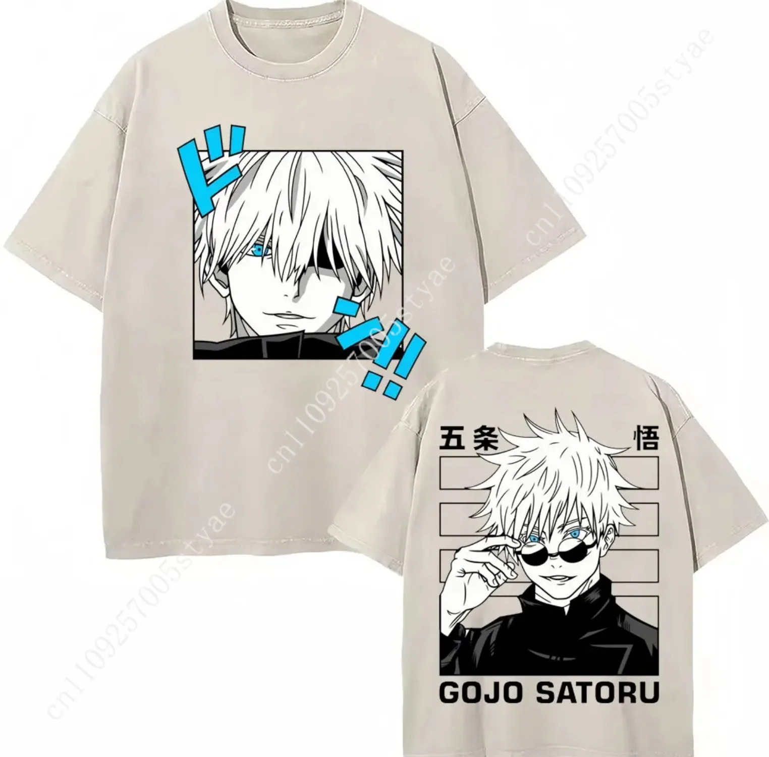 Japan Anime Jujutsu Kaisen Washed T Shirts Satoru Gojo Geto Suguru T-shirt Casual Cotton Oversized Harajuku T Shirt Fans Gifts view 6