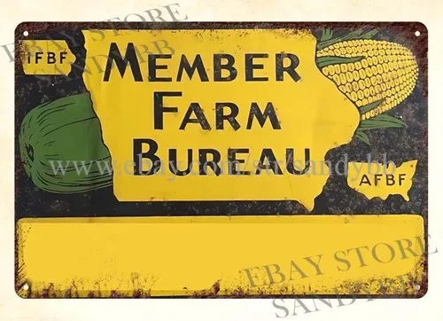 IOWA MEMBER FARM BUREAU metal tin sign garage signs