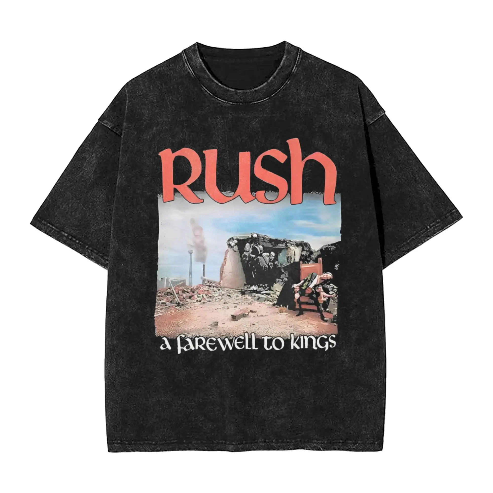 

Men T-Shirt Rush Rock Band Washed T Shirts Hippie Summer Tee Shirt Vintage Loose Casual Tops Gift
