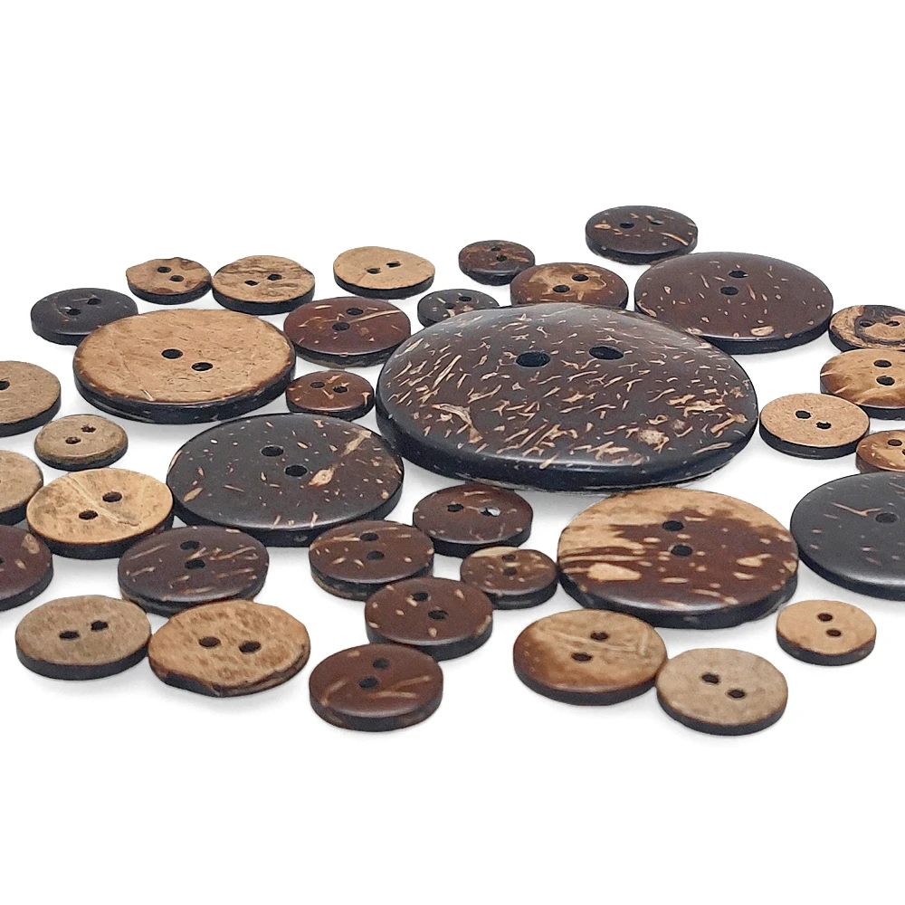 2 Holes Natural Eco-friendly Coconut Shell Wood Button 10-50mm For Clothing DIY Children Scrapbook Decorative Sewing Accessories