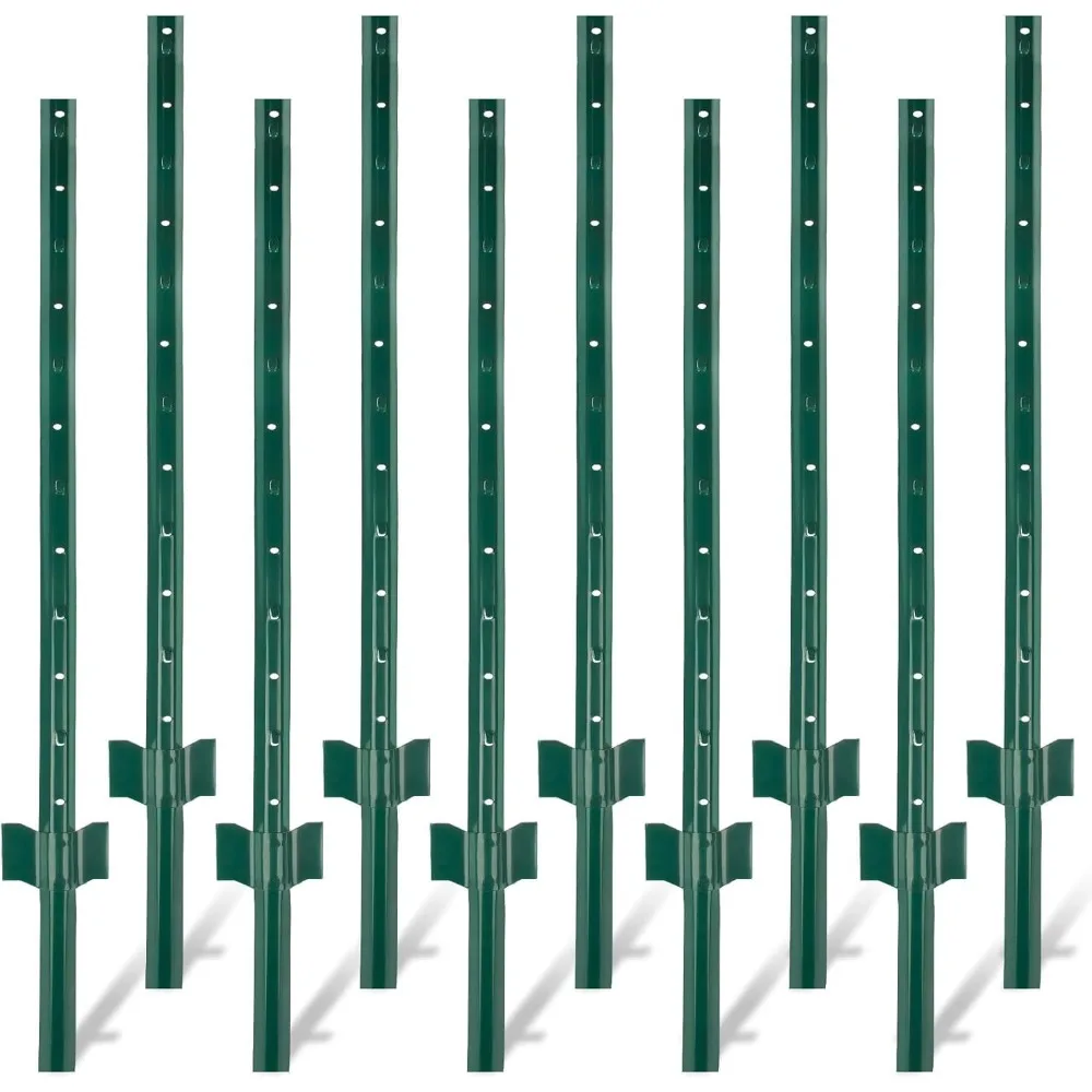 Set da 10 pali in metallo per recinzioni, pali per recinzioni da giardino, pali in metallo per recinzioni da utilizzare in giardini, cortili, prati, aziende agricole e per recinzioni esterne.