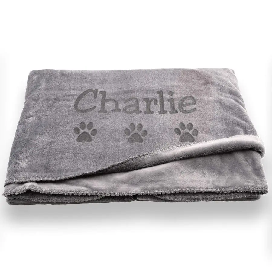 Personalized Dog Blanket Gray or Beige Extra Large