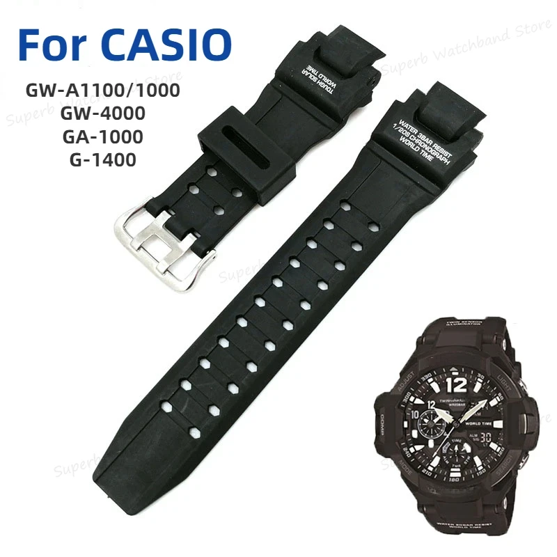 TPU Silicone Watch Band for GA-1000 GW4000 A1100 G1400 Wrist Band for Men Waterproof Sport Strap Replacemet Accessories