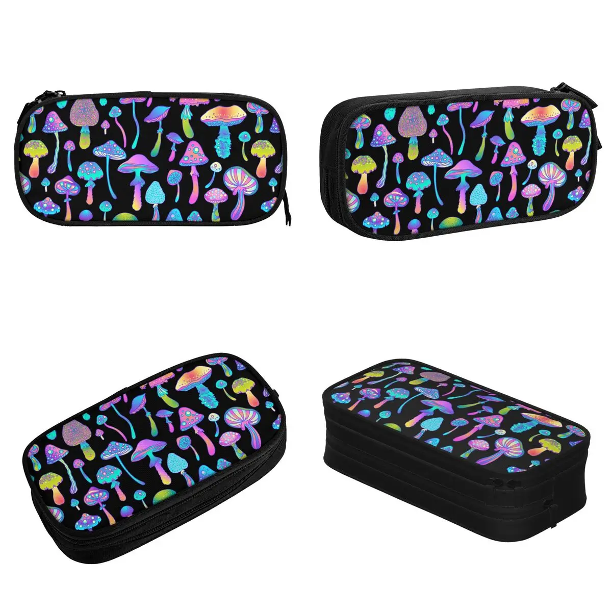 Magic Mushrooms Pattern Vintage Pencil Cases New Psychedelic Pen Box Bag Girl Boy Big Capacity Office Gifts Pencilcases