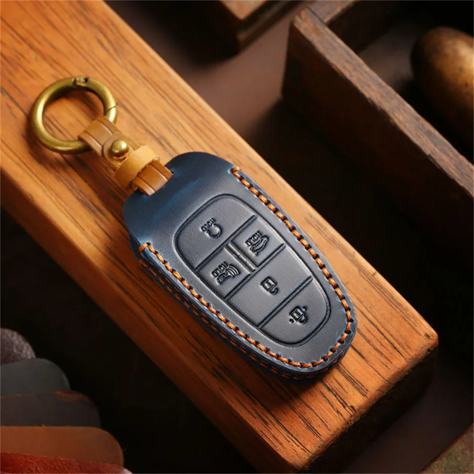 Car Key Case Cover for Hyundai Solaris Sonata Hybrid NEXO NX4 New Grand Santa Fe Tucson 2020 2021 Accessories Car-Styling