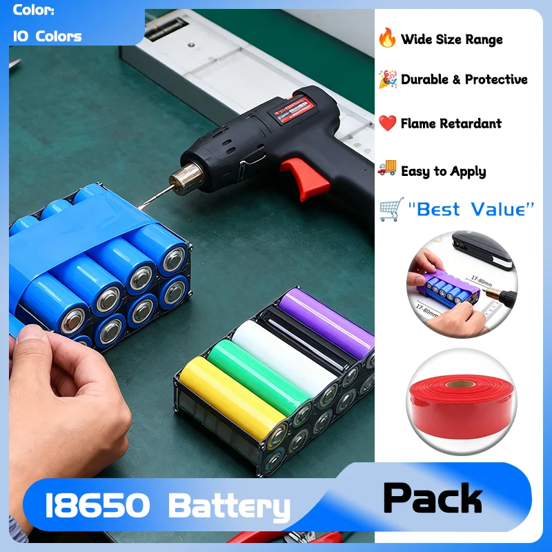 18650 Heat Shrink Lipo Battery PVC Shrink Film Pack Width 17mm ~ 80mm Heat Shrink Insulated Film Wrap lithium Case Cable Sleeve