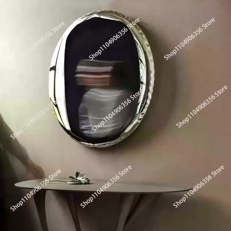 for Round Stainless Steel Decorative Mirror Light Luxury Style Living Room Wall-Mounted Mirror Electroplating Process Wall