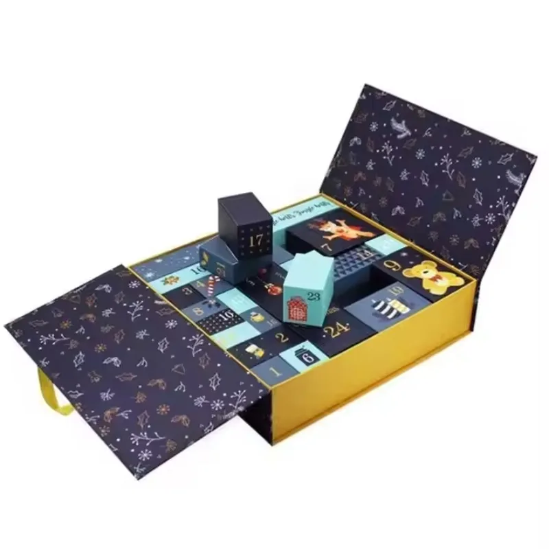 2025.Custom Christmas Luxury Advent Calendar Paper Packaging Box Cosmetic Advent Calendar With Drawers Box