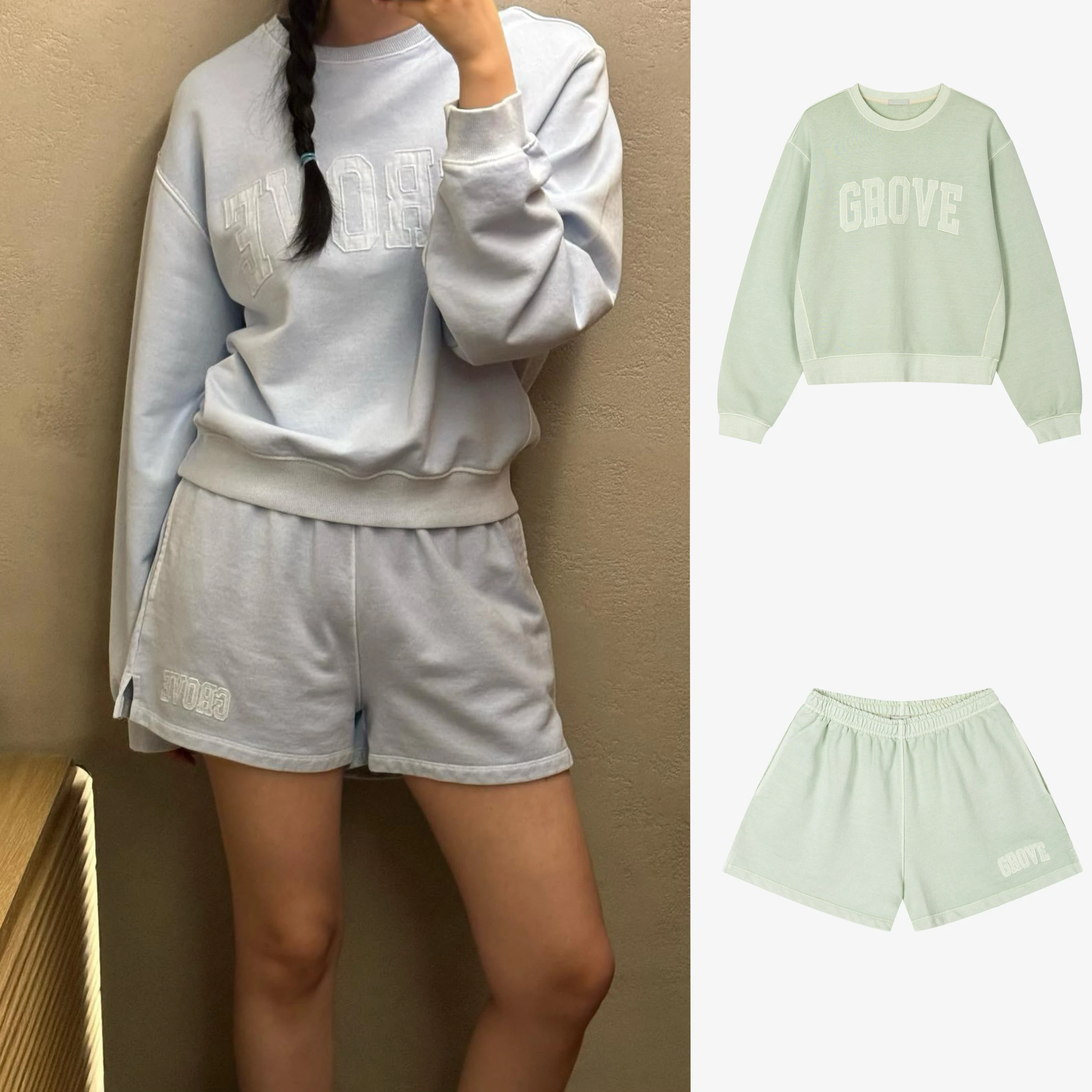 

aron Color Spor Casual round Ne Letter Fre Sweatirt Long Sve orts Set Cotton Comfortable Women's Faion