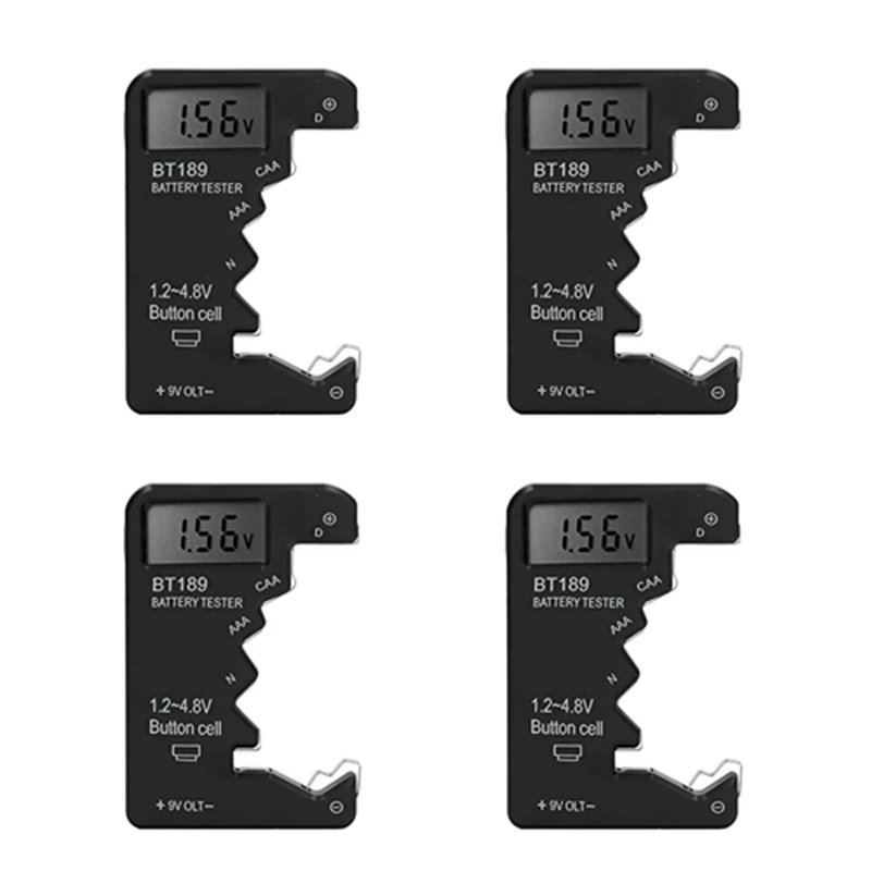 

4 шт. тестер батареи для аккумуляторов AA AAA 6F22 9 В 1,5 В, для бытовых батарей черный