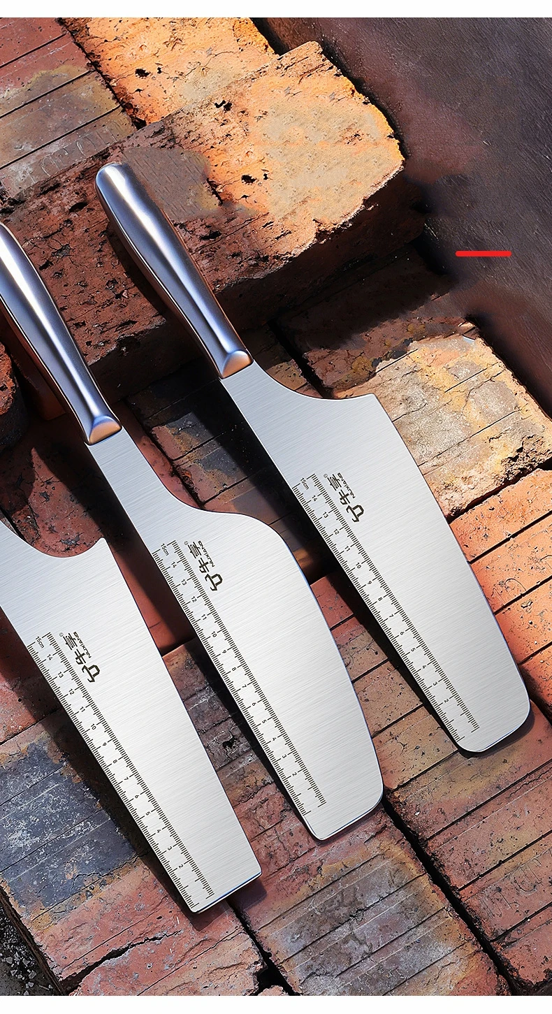 Stainless Steel Double-Sided Brick Cutter Tiler's Brick Chopper Thickened Straight Handle Wall Cutting Masonry Knife