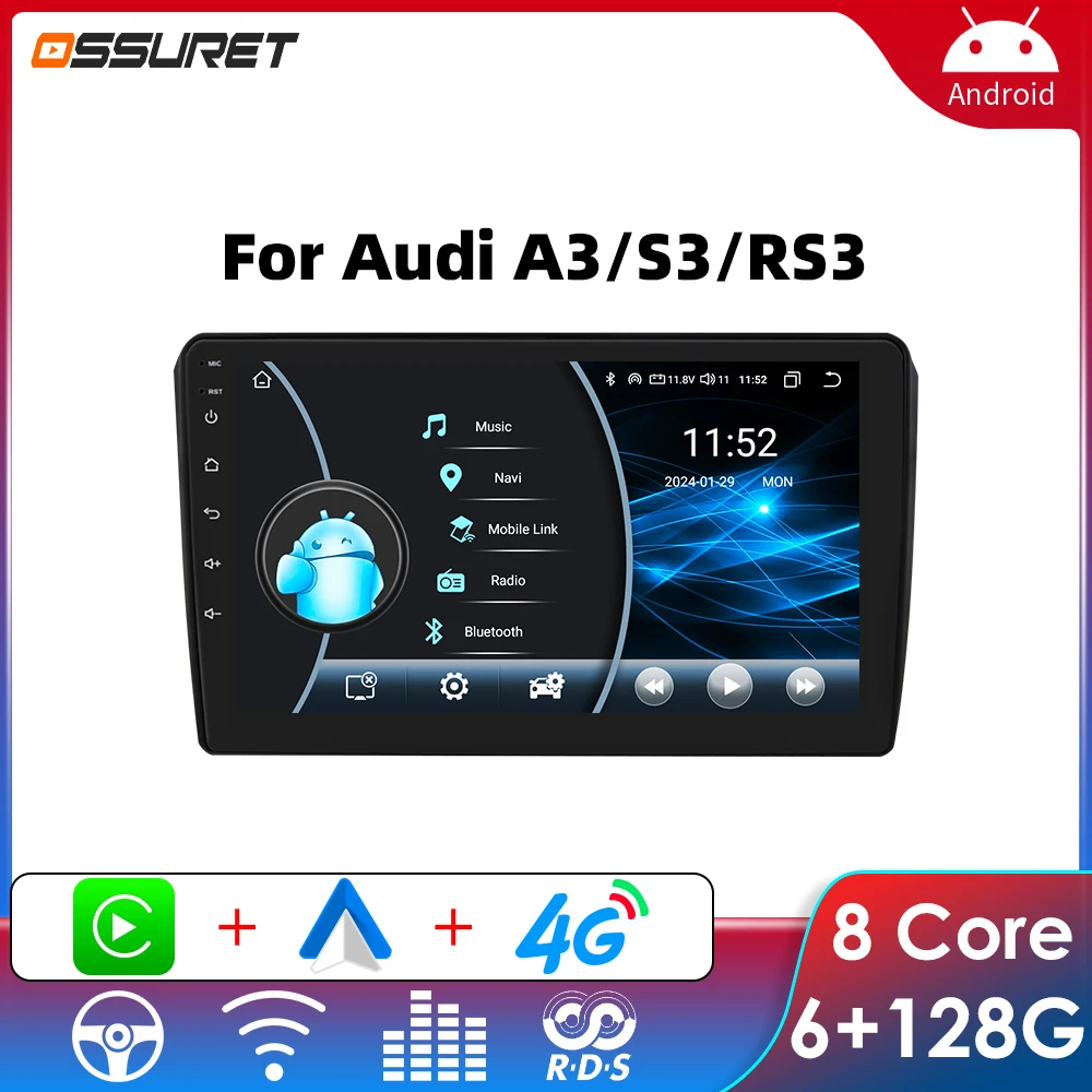 

Android Car Radio Player for Audi A3 2003 -2013 Car Multimedia Stereo Radio GPS Carplay Screen 8581 Car Intelligent Headunit