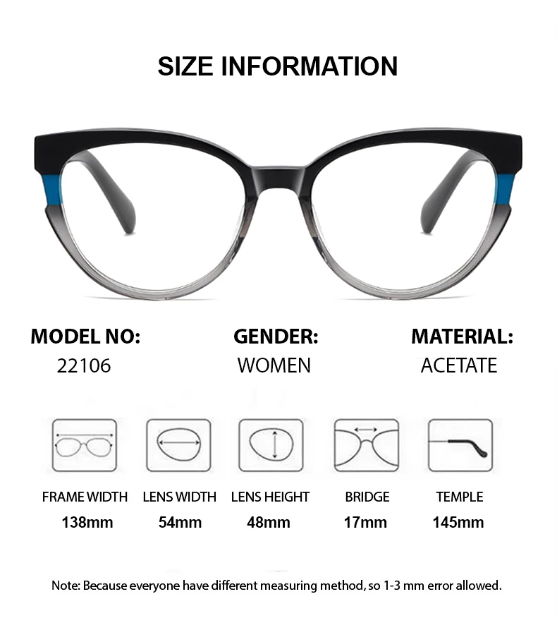 Cat Eye Glasses Acetate High Quality Spring Hinge Optical Eyewear Fashion Elegant Optical Glasses Frame for Eye Women Gafas