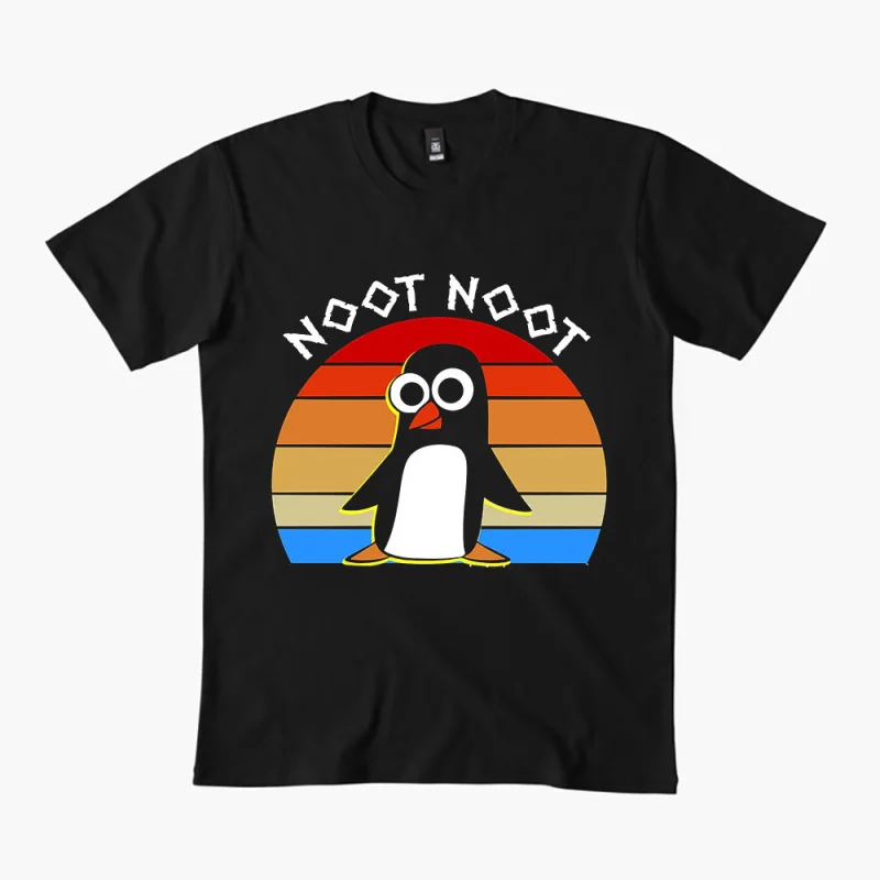 

0330 Noot Noot Pingu Meme Gift t shirt for men Funny cartoon Graphic Clothes 100% cotton printed Y2K clothing Large size tee