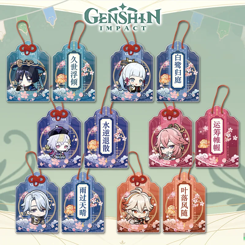 

Game Genshin Fortune Omamori Pendant Focalors Alhaitham Xiao Hutao Klee Zhongli Good Luck Amulet Pray Keychain Fans Gifts