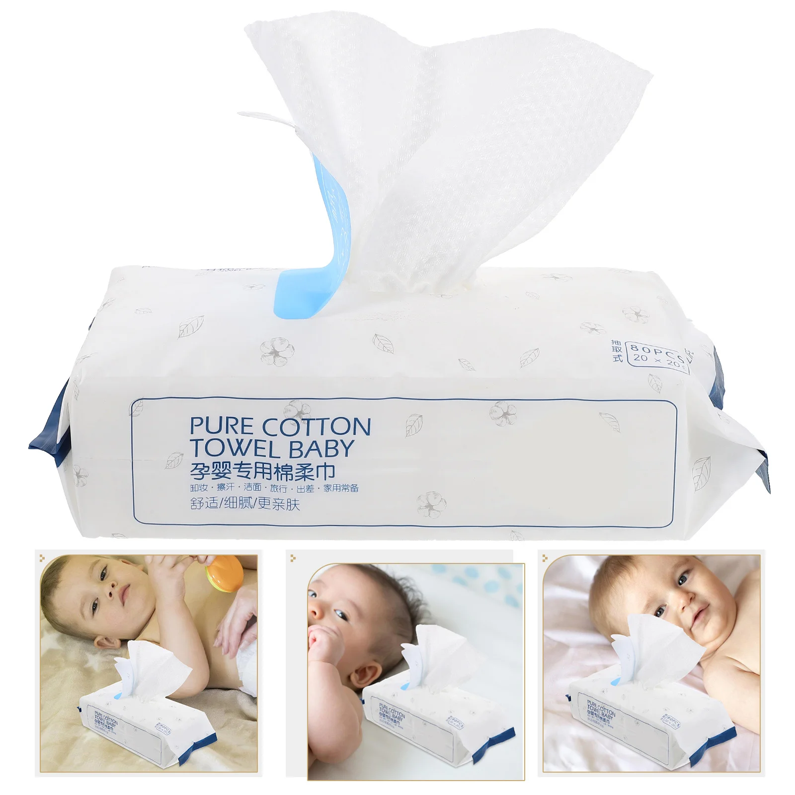 

80Pcs Cotton Soft Towels Smooth Non-Woven Fabric Wet Dry Dual Use Face Washing Pads Hygiene Essentials