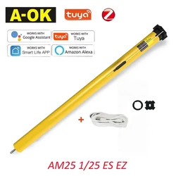 A-OK AM25 Tuya Zigbee Smart Tubular Motor DC Roller Blind Shutter Li Battery RF433 Curtain Motor for 38mm Tube Alexa Google Home