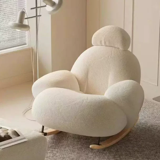 Export More Than 50 Countries Comfortable Solid Wood Frame Sponge Cushion Single Lazy Rocking Sofa Chair BTSC003 for Bedroom