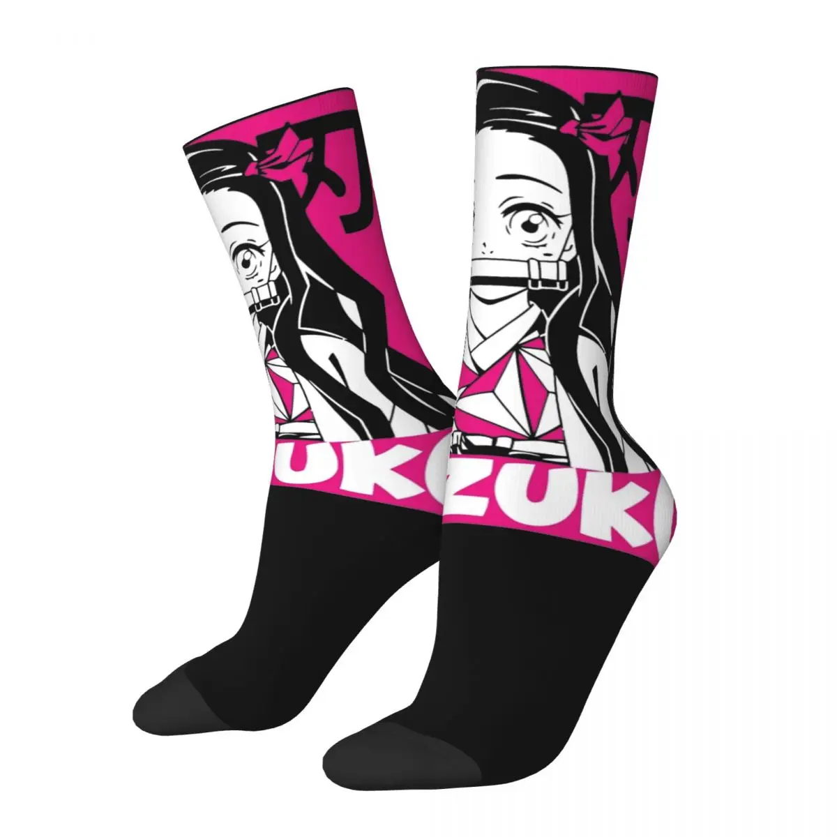 Winter Warm Cool Women Men Demon Slayer Nezuko Socks Non-slip Middle Tube Socks