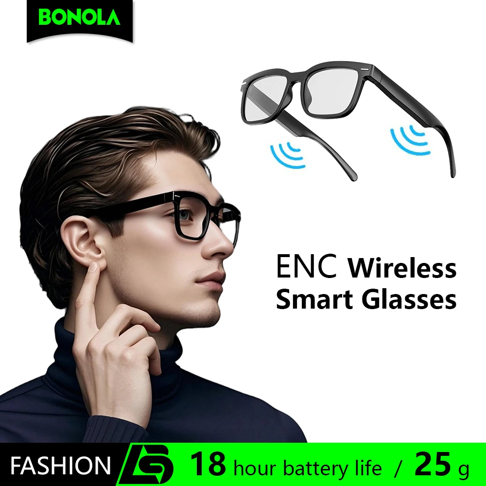 Bonola Smart Audio Glasses Bluetooth 5.3 Touch Control Directional Sound Hands-Free Call AI Voice Assistant Driving Eyeglasses