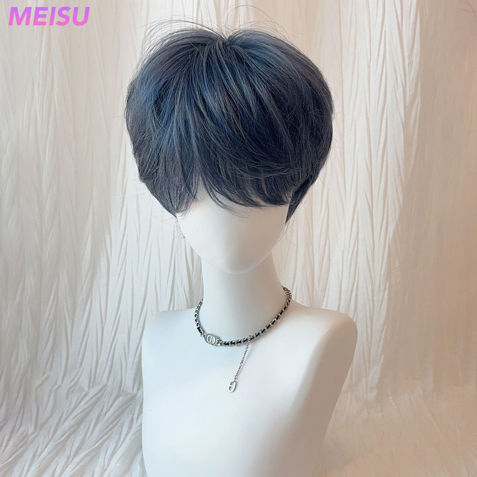 

MEISU 10-дюймовый парик с челкой для мальчиков, синтетическое волокно, термостойкий натуральный мягкий парик для косплея, крутой парик для мальчиков для селфи