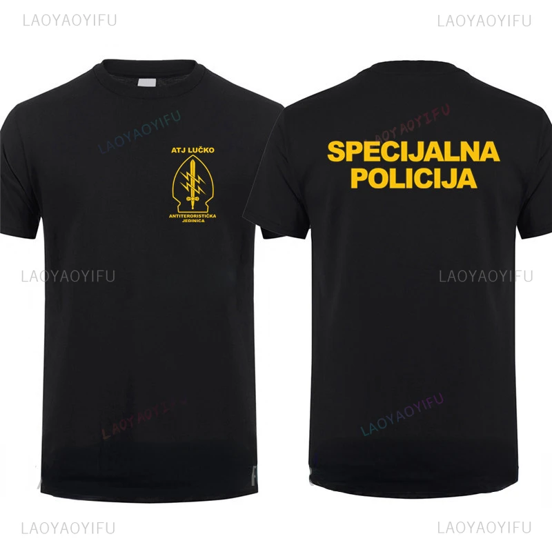 ATJ LUCKO Croatian Counter Terrorism Special Unit Force Tshirt Man Men Short Sleeved Tops Tee Shirt Summer Cotton Short Sleeve