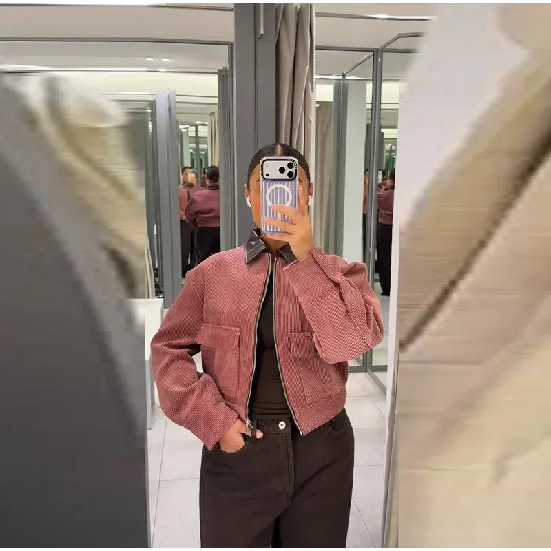 Damen Spitzen-Blazer-Jacke mit V-Ausschnitt, langen Ärmeln und Schnürung an der Taille, kurzer Mantel, Herbst 2026, High-Street-Oberbekleidung – Detail 25