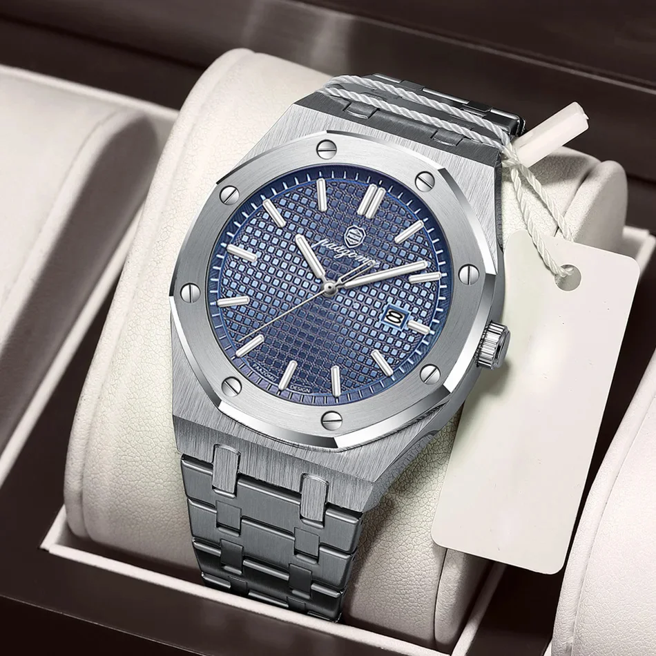 Reloj PAAZOMU de lujo para hombre, reloj resistente al agua con fecha luminosa para hombre, reloj masculino de acero inoxidable, relojes deportivos de cuarzo a la moda para hombre