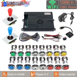 128GB 3D Pandora Saga EX2 Arcade Box 10888 in 1 DIY Kit Game Console 8 Way Joystick Led Light Switch Push Button Cabinet Bartop