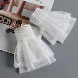 Diy destacável punhos manguito extensão bordado renda daisy falso mangas elástico selvagem pulso plissado órgão lolita falso mangas