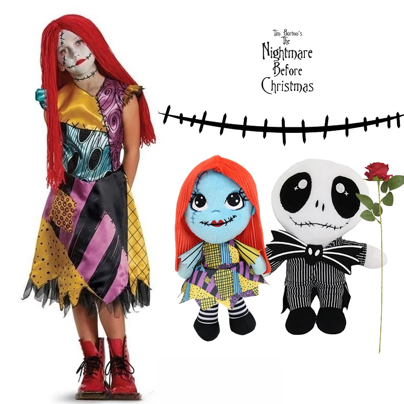 Children Cosplay The Nightmare Before Christmas Halloween Costume Girls Dress Party Horro Sally Gothic Clothes With Bag Outfits