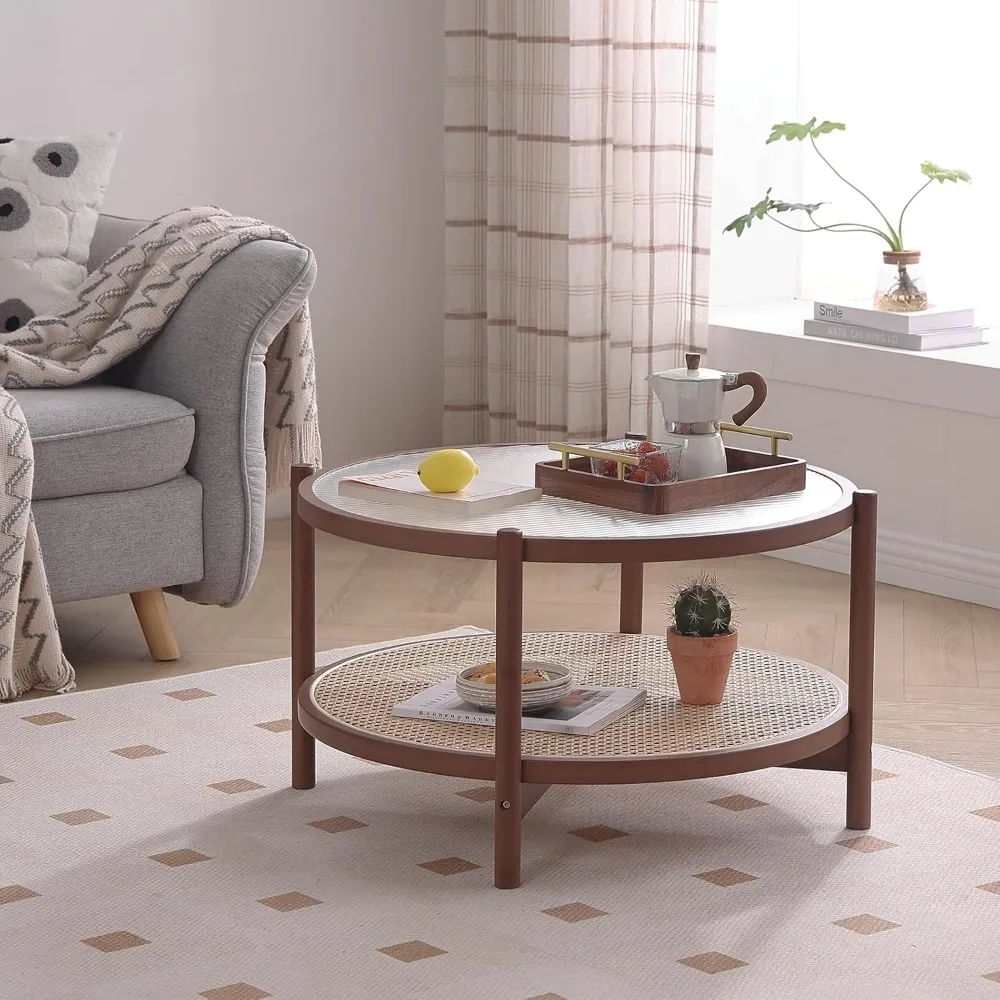 Coffee Table, Large Round End Table, 27.6 Inch Modern Side Table, Glass Sofa End for Balcony