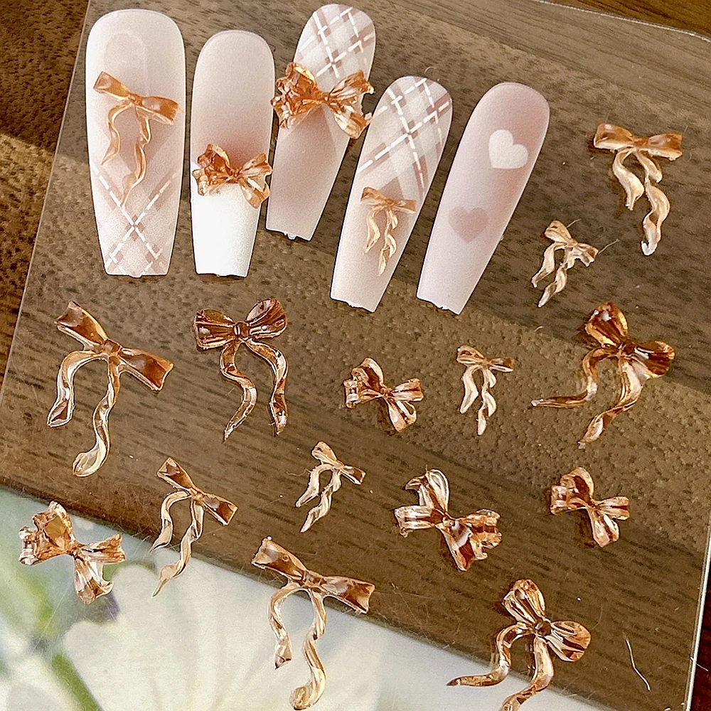 30PC Soft Sculpted Bow Nail Charms Millennial Brown Tone Ribbon Bowknot For DIY Manicure Vintage Nail Art Decoration Accessories